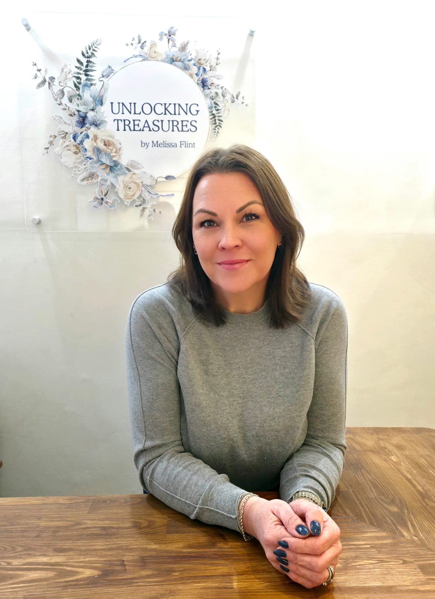 Melissa, founder of Unlocking Treasures, in her Darlington shop