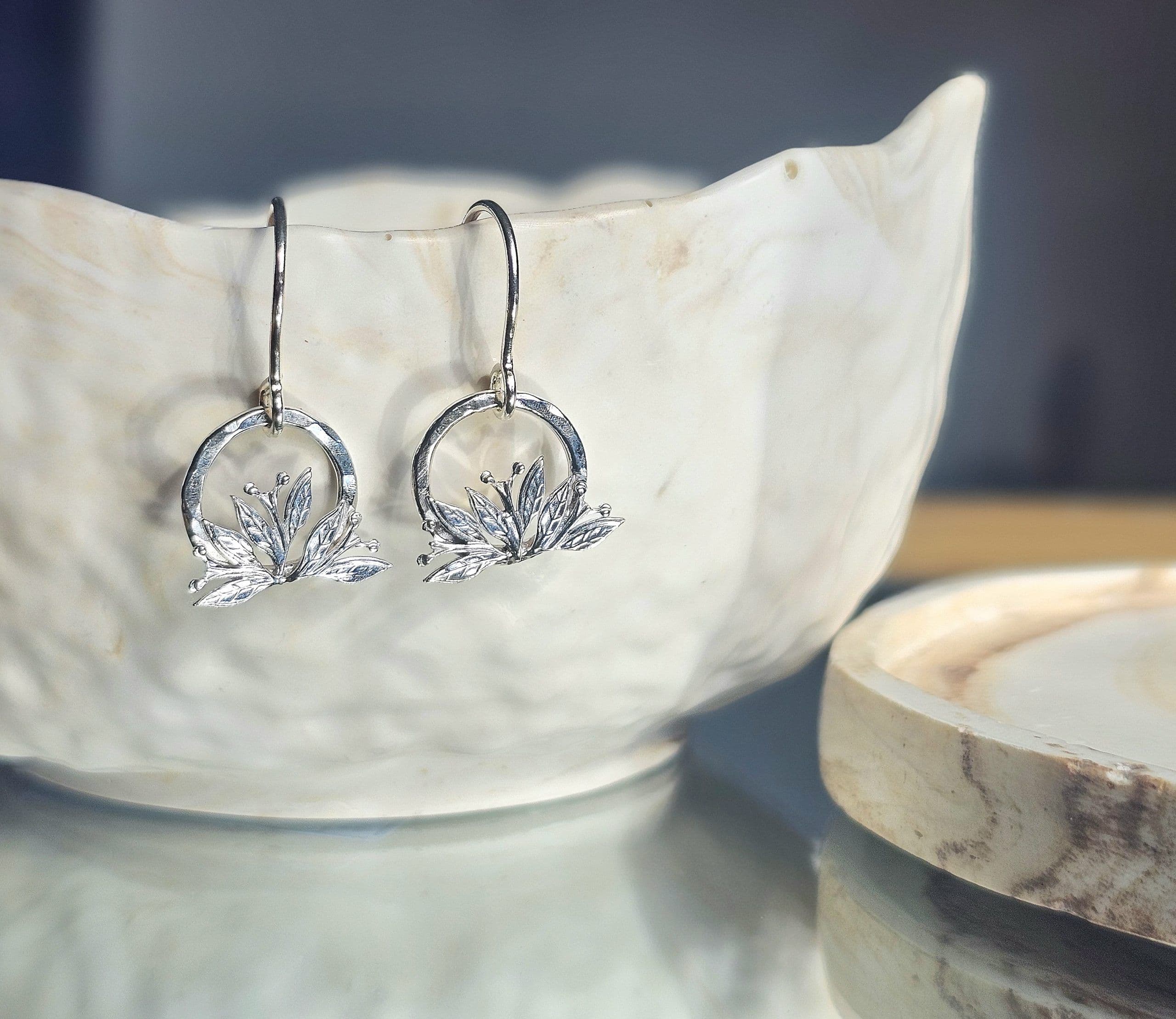 Berry & Leaf Hoop Dangle Earrings