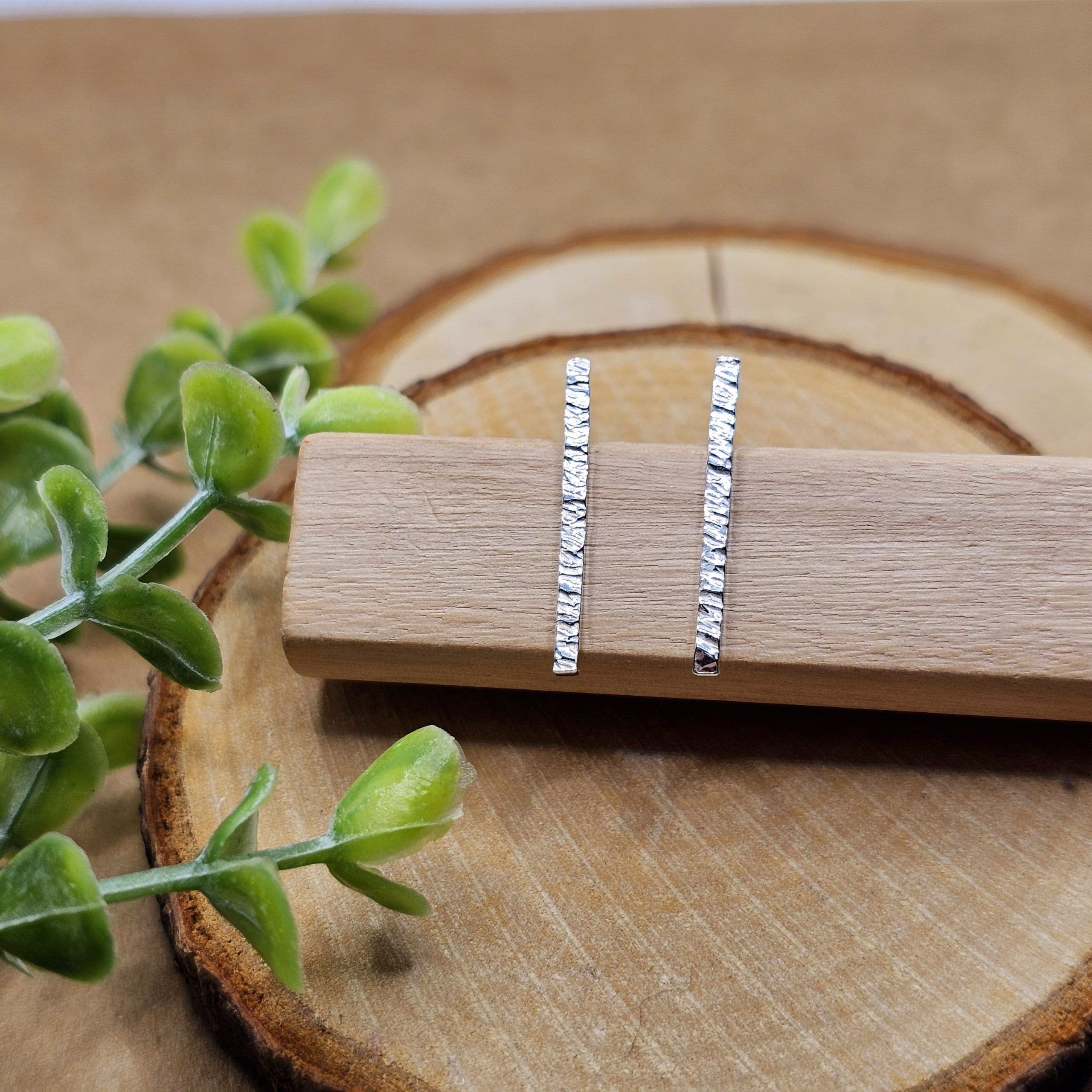 Crosspein Textured Bar Earrings
