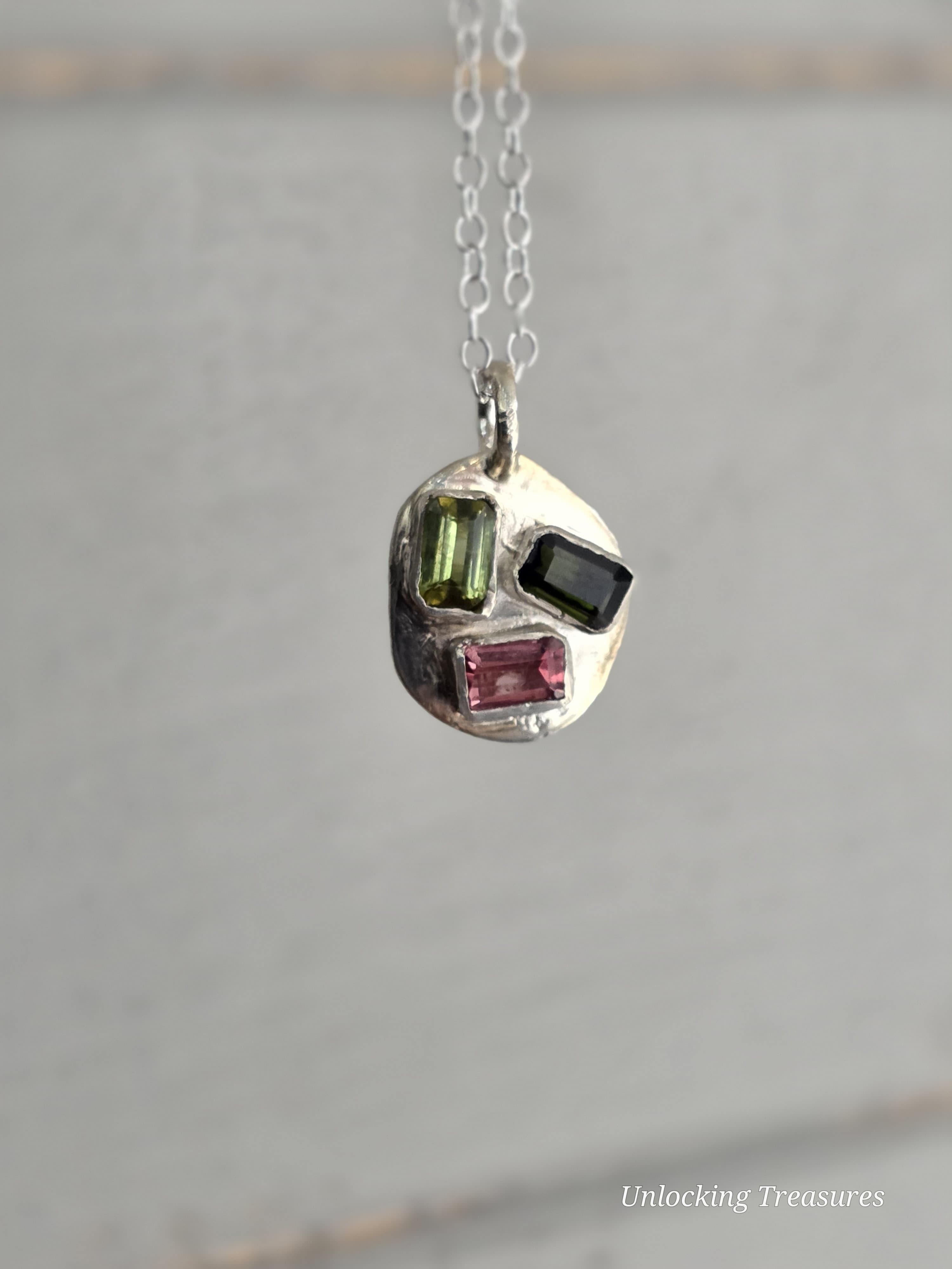 Organic Tourmaline Trio Pendant 1